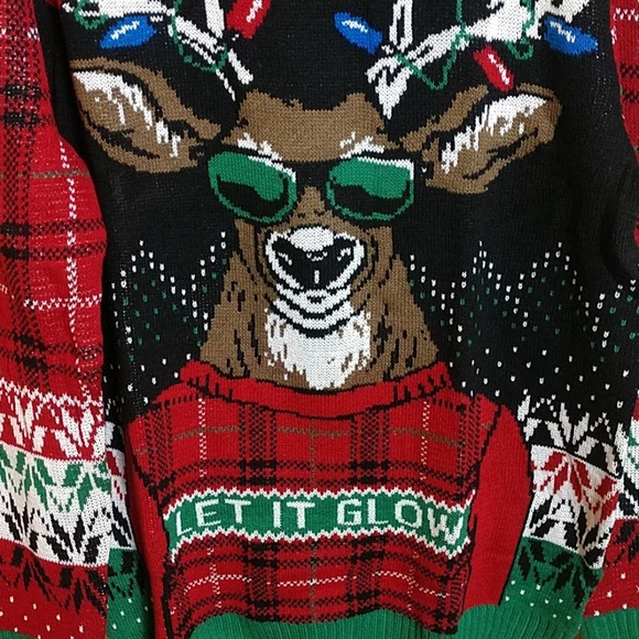 NWT Men's Ugly Holiday Sweater "Let it Glow" Deer size XL - Picture 4 of 6